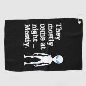 Serviette De Golf Jolie citation alien blanche noire (Horizontal)
