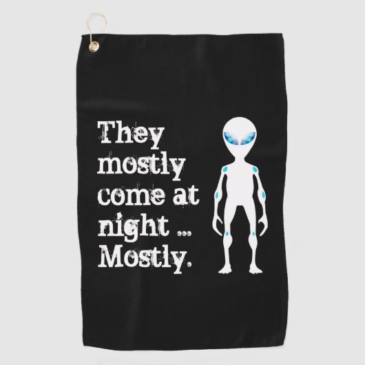 Serviette De Golf Jolie citation alien blanche noire (Devant)