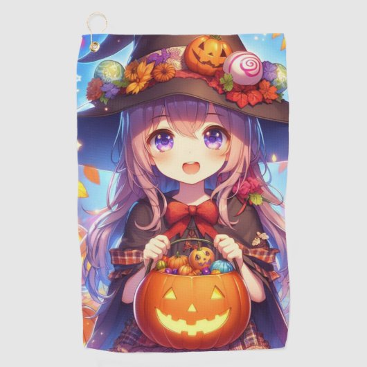 Serviette De Golf Jolie Sorcière d'Halloween Anime (Devant)