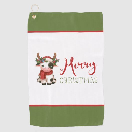 Serviette De Golf Jolie vache de Noël mignonne (Devant)