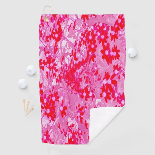 Serviette De Golf Jolies fleurs rouges (En situation)