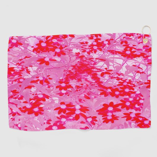 Serviette De Golf Jolies fleurs rouges (Horizontal)
