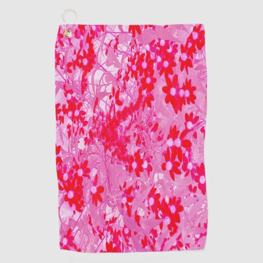 Serviette De Golf Jolies fleurs rouges (Devant)