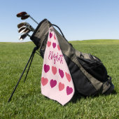 Serviette De Golf Jolis Tons de Coeurs Roses Script Noms Cursifs (Vert)
