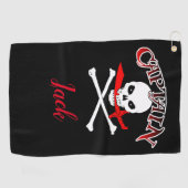 Serviette De Golf Jolly roger personnalisé (Cutlass) (Horizontal)