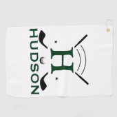 Serviette De Golf Joueur de golf Nom initial Monogramme personnalisé (Horizontal)