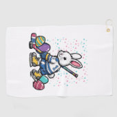 Serviette De Golf Joueur de hockey sur glace Lapin de Pâques Œufs Ga (Horizontal)