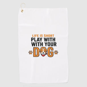 Serviette De Golf Jouez Avec Votre Chien Dessin de Gravure Vintage D