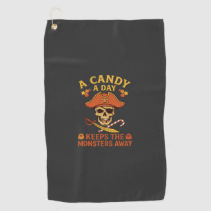 Serviette De Golf Jour de bonbons Halloween Pirate Crâne Canne