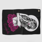 Serviette De Golf Jour des morts et des Roses (Horizontal)