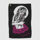 Serviette De Golf Jour des morts et des Roses (Devant)