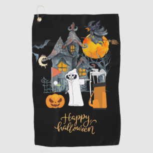 Serviette De Golf Jour d'Halloween de golf avec citrouille squelette