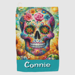 Serviette De Golf Jour du crâne de sucre de la florale morte Personn