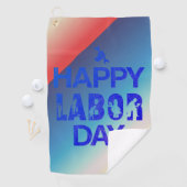 Serviette De Golf Joyeuse Fête Du Travail Rétro Bleu (En situation)