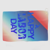 Serviette De Golf Joyeuse Fête Du Travail Rétro Bleu (Horizontal)