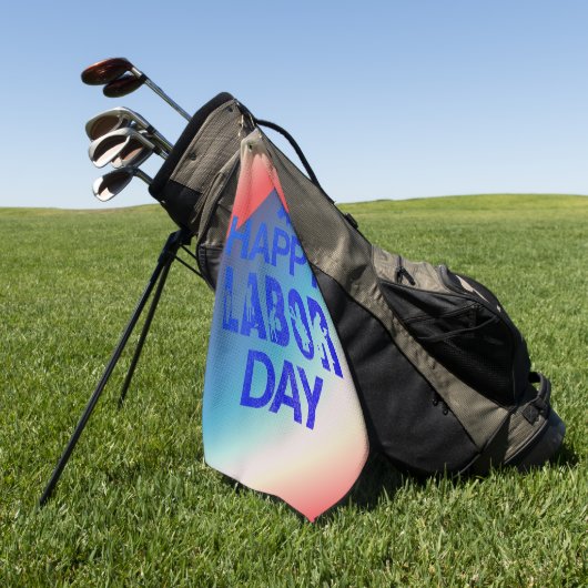 Serviette De Golf Joyeuse Fête Du Travail Rétro Bleu (Vert)