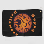 Serviette De Golf Joyeuse lanterne d'Halloween araignées et chauves- (Horizontal)
