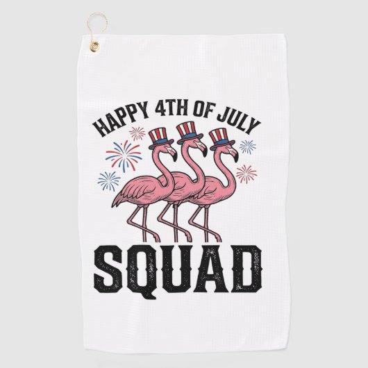Serviette De Golf Joyeux 4 juillet Flamingo Squad Vector Design_1 (Devant)