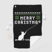 Serviette De Golf Joyeux chat de Noël Douille moche (En situation)