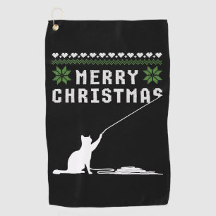 Serviette De Golf Joyeux chat de Noël Douille moche