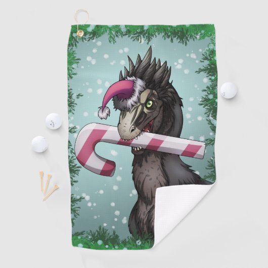 Serviette De Golf Joyeux dinosaure de Noël (En situation)