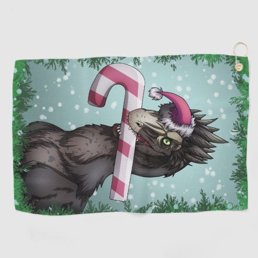Serviette De Golf Joyeux dinosaure de Noël (Horizontal)