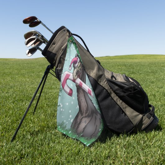 Serviette De Golf Joyeux dinosaure de Noël (Vert)
