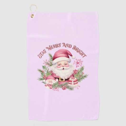 Serviette De Golf Joyeux et lumineux - Père Noël rose (Devant)