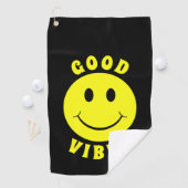 Serviette De Golf Joyeux Good Vibes à visage jaune (En situation)