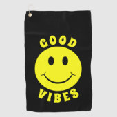 Serviette De Golf Joyeux Good Vibes à visage jaune (Devant)