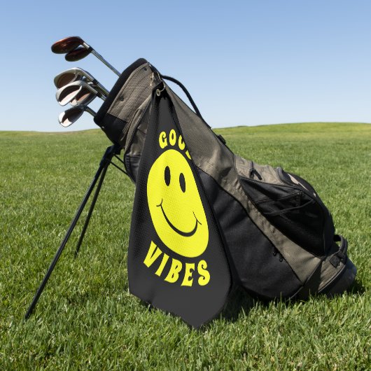 Serviette De Golf Joyeux Good Vibes à visage jaune (Vert)