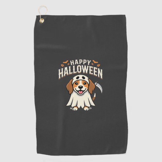 Serviette De Golf Joyeux Halloween Beagle Chien Design_1 (Devant)
