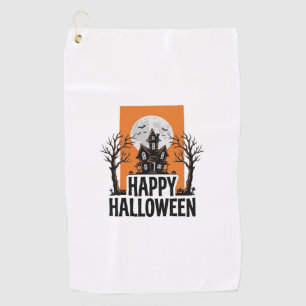 Serviette De Golf Joyeux Halloween Maison Hantée Graphique Vintage_1