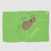 Serviette De Golf Joyeux kiwi de saut avec dessin de cravate arc (Horizontal)