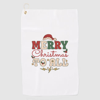 Serviette De Golf Joyeux Noël à tous Chapeau de Père Noël Étoiles de