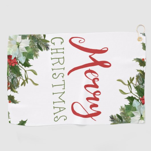 Serviette De Golf Joyeux Noël de verdure (Horizontal)