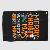 Serviette De Golf Joyeux Noël et oui c'est mon anniversaire (Horizontal)