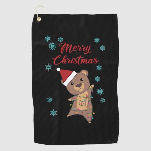Serviette De Golf Joyeux Noël Ours Neige Ours d'hiver Teddy (Devant)