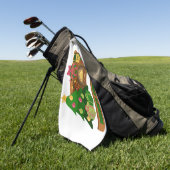 Serviette De Golf Joyeux Noël près de la cheminée bonfire xmas arbre (Vert)