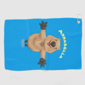 Serviette De Golf Joyeux sauter quokka dessin animé (Horizontal)