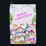 Serviette De Golf Joyeux Snowmans Christmas Golf Towel<br><div class="desc">Serviettes de golf de Noël avecHappy Snowmans Fête de Noël Dessin amusant Snowman Celebration Serviette de golf - Personnalisable - ou Choisissez / Ajouter votre texte unique / Police / Couleur - Faites votre cadeau de serviette de golf spécial - Redimensionnez et déplacez ou retirez et ajoutez des éléments /...</div>