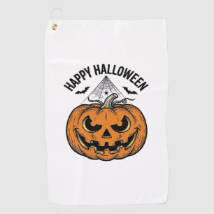 Serviette De Golf Joyeux visage de citrouille d'Halloween Création d