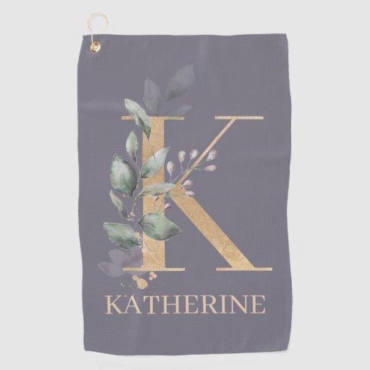Serviette De Golf K Monogramme Floral Personnalisé (Devant)