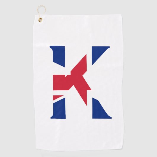 Serviette De Golf K Monogramme superposé sur Union Jack Flag gtcnt (Devant)