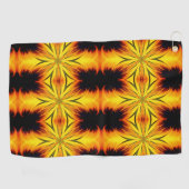 Serviette De Golf Kaleidoscope Abstrait Jaune Et Brown (Horizontal)