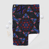 Serviette De Golf Kaleidoscope avec hexagone, dégradé bleu à saumon (En situation)