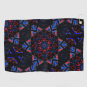 Serviette De Golf Kaleidoscope avec hexagone, dégradé bleu à saumon (Horizontal)