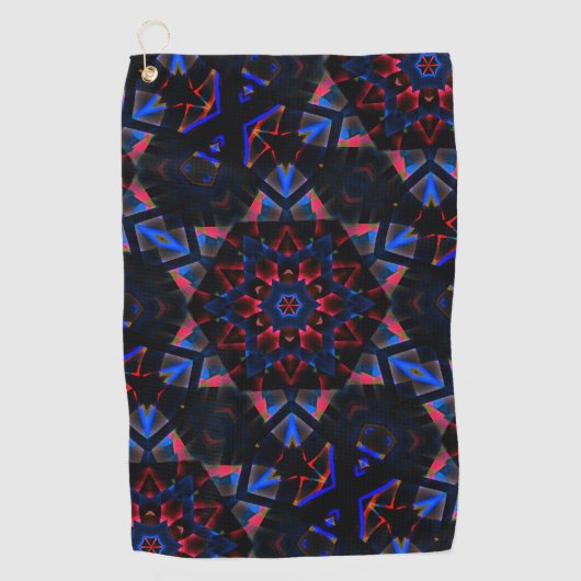 Serviette De Golf Kaleidoscope avec hexagone, dégradé bleu à saumon (Devant)