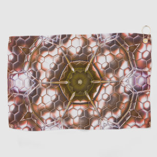 Serviette De Golf Kaléidoscope brun précoce d'hexagones se chevaucha