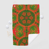 Serviette de golf Kaleidoscope orange et vert (En situation)